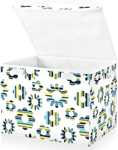 Flowers Abstract Colorful Storage Bins With Lid Foldable Shoe Storage Closet Organizers And Storage for Office Supplies Dormroom Storage