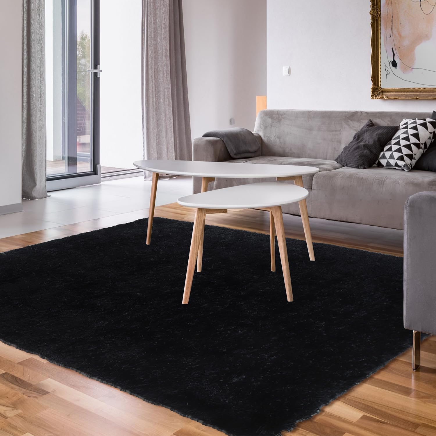 Ultra Soft Black 5' x 7' Shag Area Rug