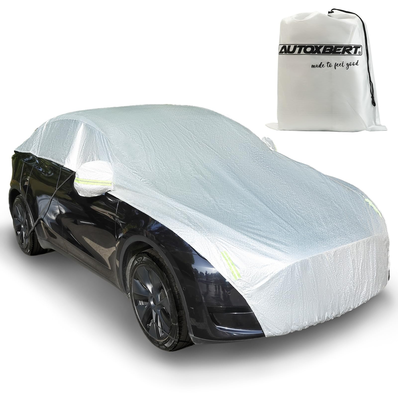 Half Car Cover Top Waterproof All-Season Half Car Cover Adjustable Car Side Mirror Snow Covers Have Reflective Strips