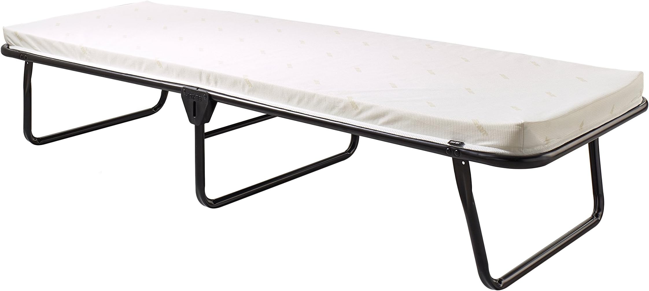 Saver Folding Cot Bed with Rebound e-Fibre Mattress, Lightweight,Black/White