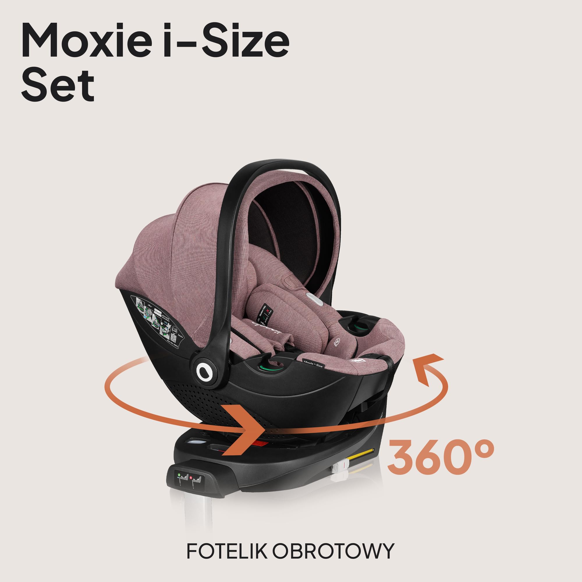LIONELO MOXIE i-Size SET Fotelik samochodowy dla niemowląt z podstawą 40-87 cm Nosidełko dla niemowląt Mocowanie i stabilizacja ISOFIX Wsparcie stabilizujące ochraniacz boczny, regulacja zagłówka