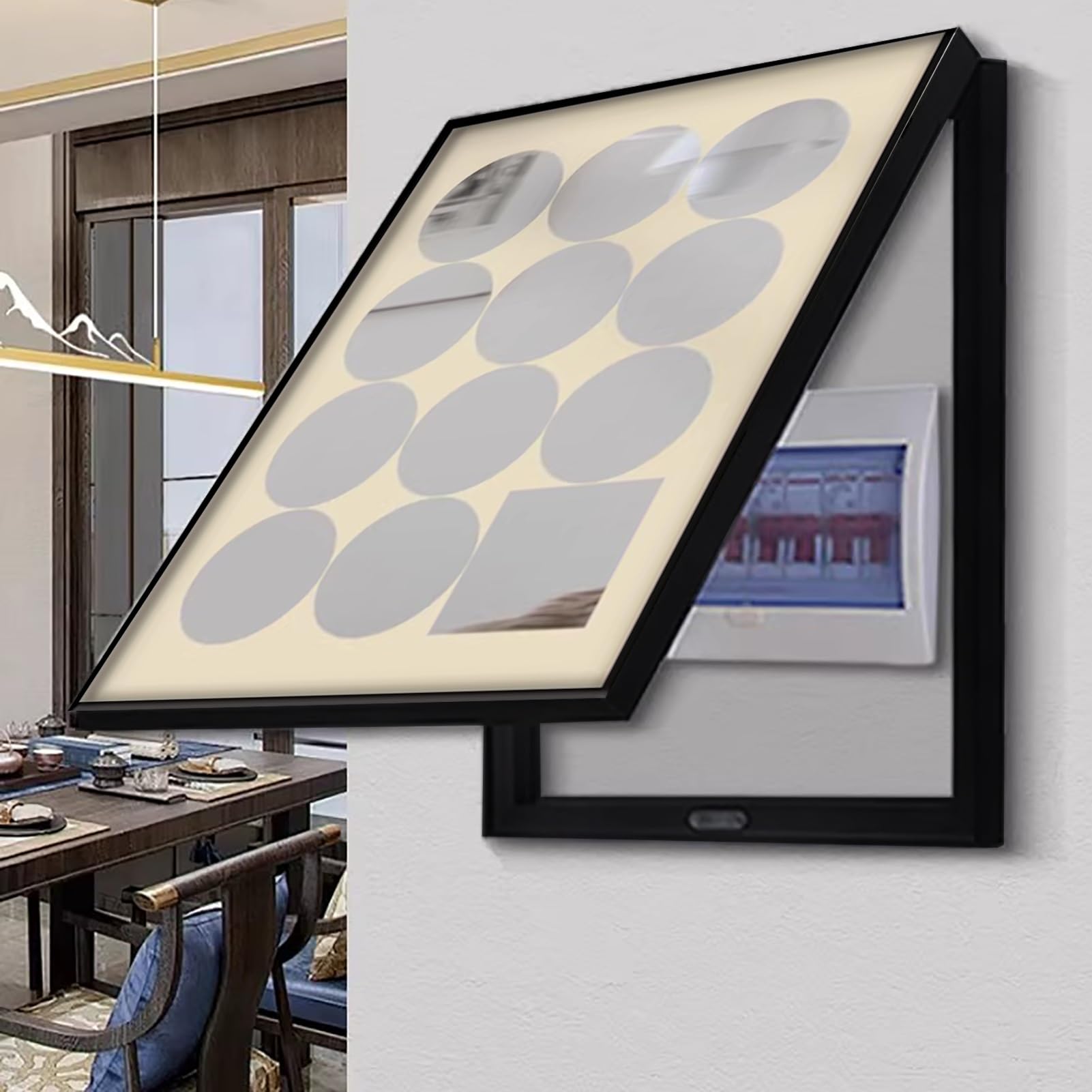 Copertura verticale a parete per pannello elettrico decorativo per scatola interruttore decorativo, scatola pannello contatore specchio per lavanderia e cucina, copertura del circuito della scatola