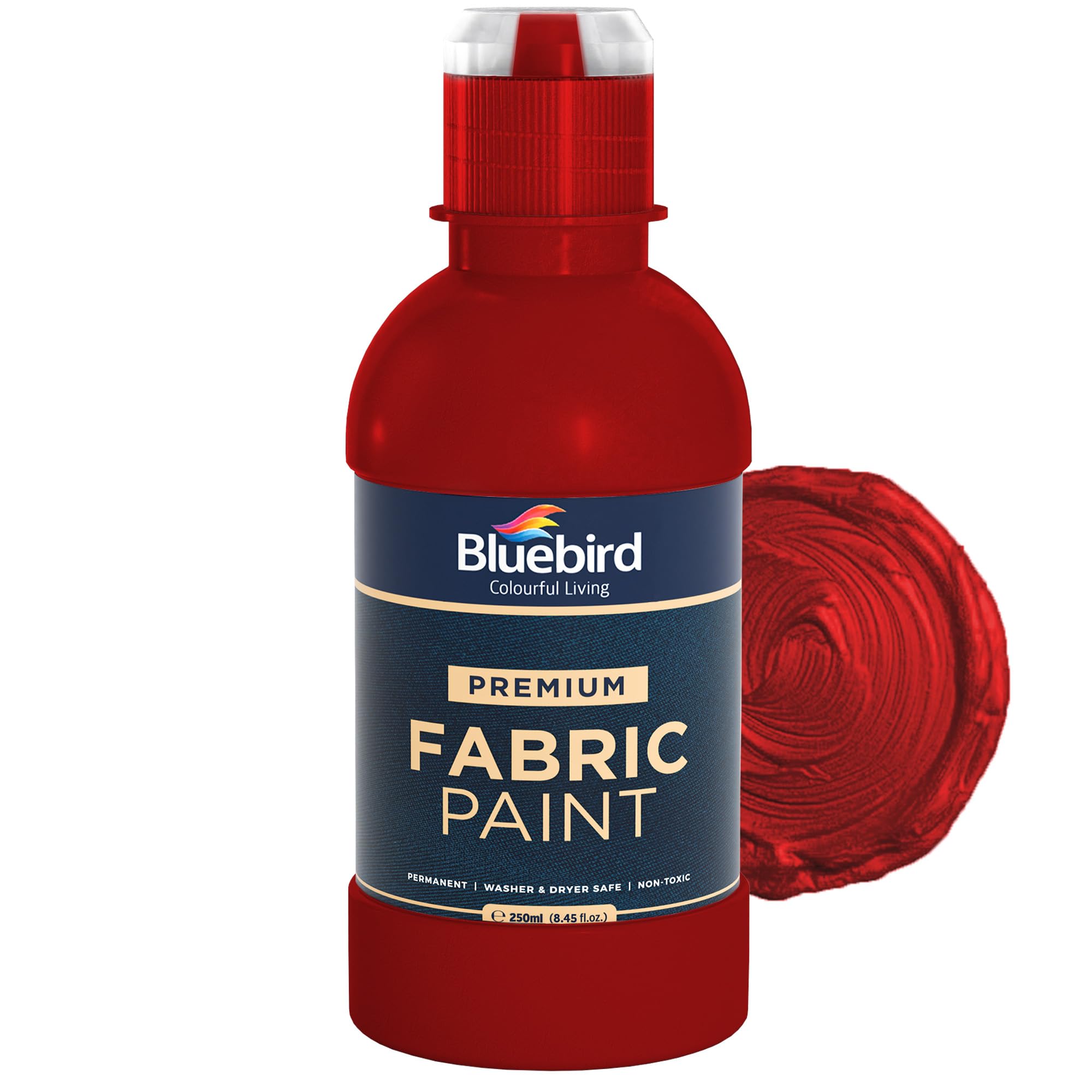 BLUEBIRD Fabric Paint, Blood Red, 8.5 Fl Oz, Permanent Fabric Paints for Clothes, Furniture Upholstery
