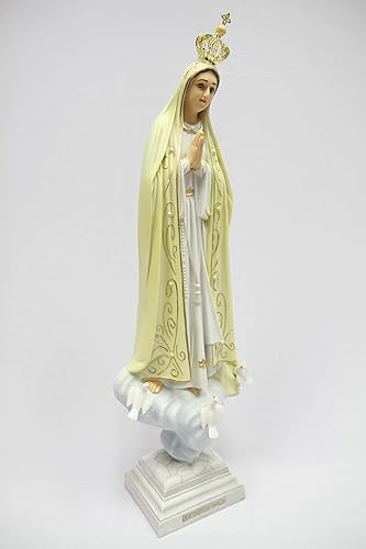 Miniatura 2 de Figura de escultura de Virgen María peregrina con corona de 20 pulgadas, colección Vittoria, hecha en Italia, interior y exterior, jardín, gruta