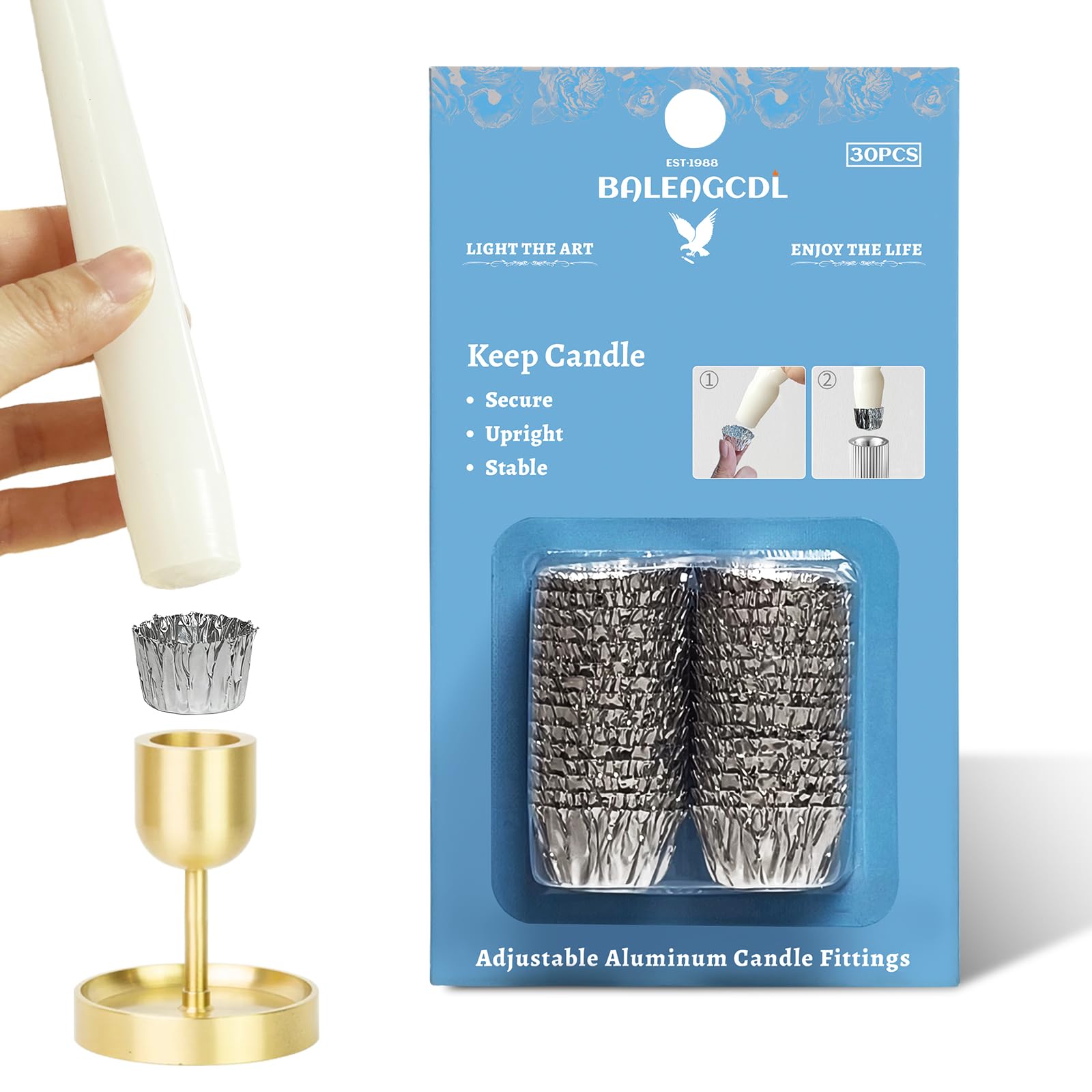 Taper Candle Fittings Protective Candle Holder Liner for Upright Candles Aluminum Foil Candle Holder for Wedding Holiday Party Church Home Decoration 30x
