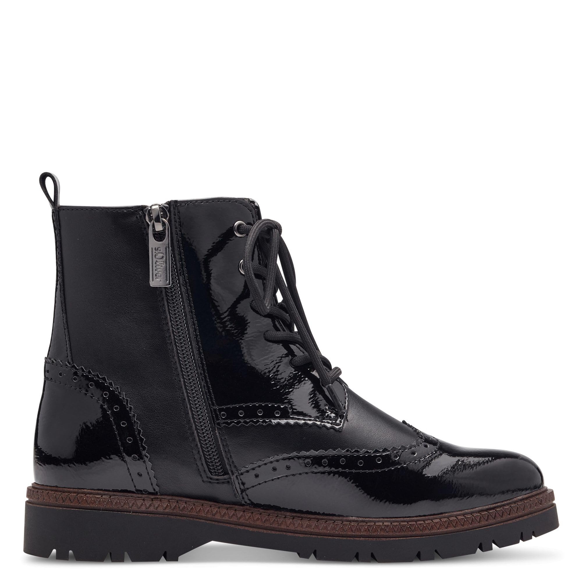 s.Oliver Damen Schnürstiefel ohne Absatz mit Reißverschluss Vegan