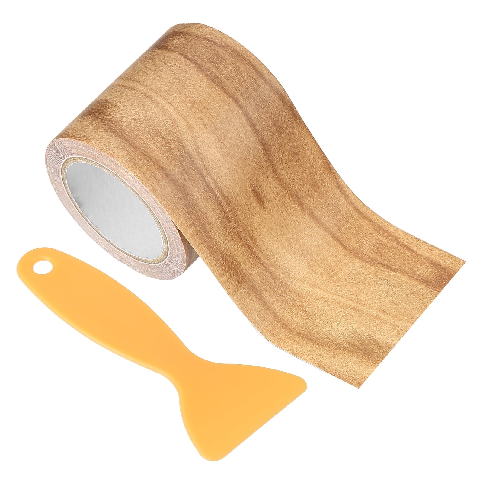 PATIKIL Wood Grain Repair Tape 8cm x 4.57m, Self Adhesive Realistic Textured Repair Tape Patch with Scraper for Floor Door Table Cabinets Desk, Maple Chestnut — image 1