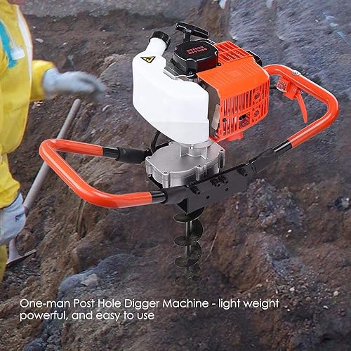 Miniatura 3 de Yeshom Máquina excavadora de agujeros de poste de gasolina de 52 cc con tanque de mezcla de combustible para broca de 4 a 12 pulgadas