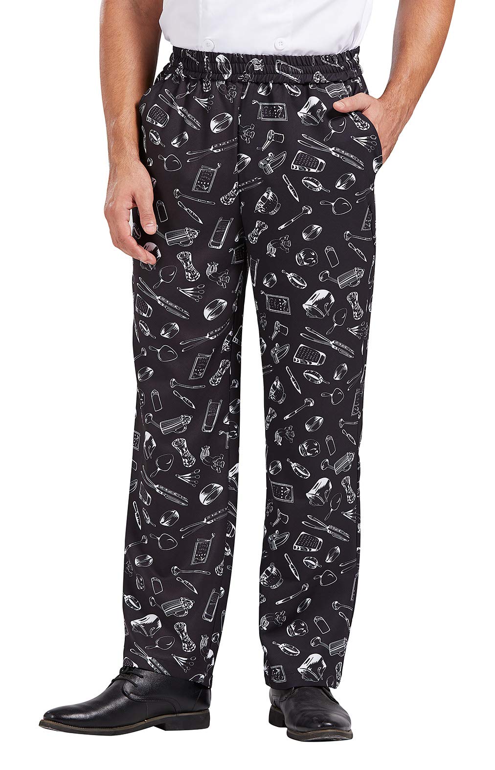 Nanxson Unisex Professionali Pantaloni da Cuoco Uomo Cotone Pantaloni da Chef Elastico Pantaloni da Lavoro Stampati CFM2007