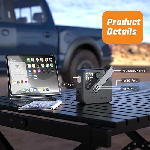 Miniatura 9 de CYCPLUS Inflador de neumáticos AL7, compresor de aire portátil para camiones y camionetas, inflador de neumáticos de alta potencia 4 veces más