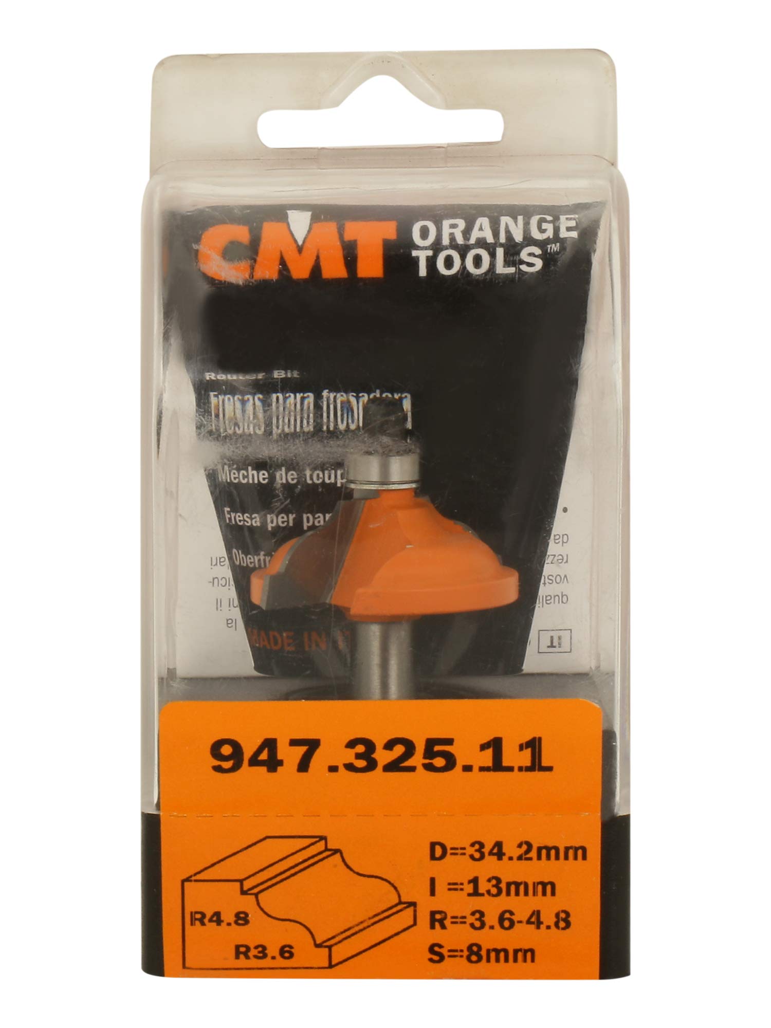 CMT Orange Tools 947,325,11-fraises hm profilées avec rodam. s 8/r 3,6 4,8 acier