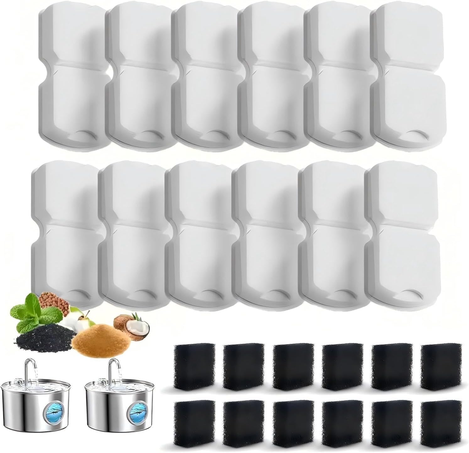 16 Pack Cat Fountain Filters, Replacement for Stainless Steel Pet Fountains — image 1