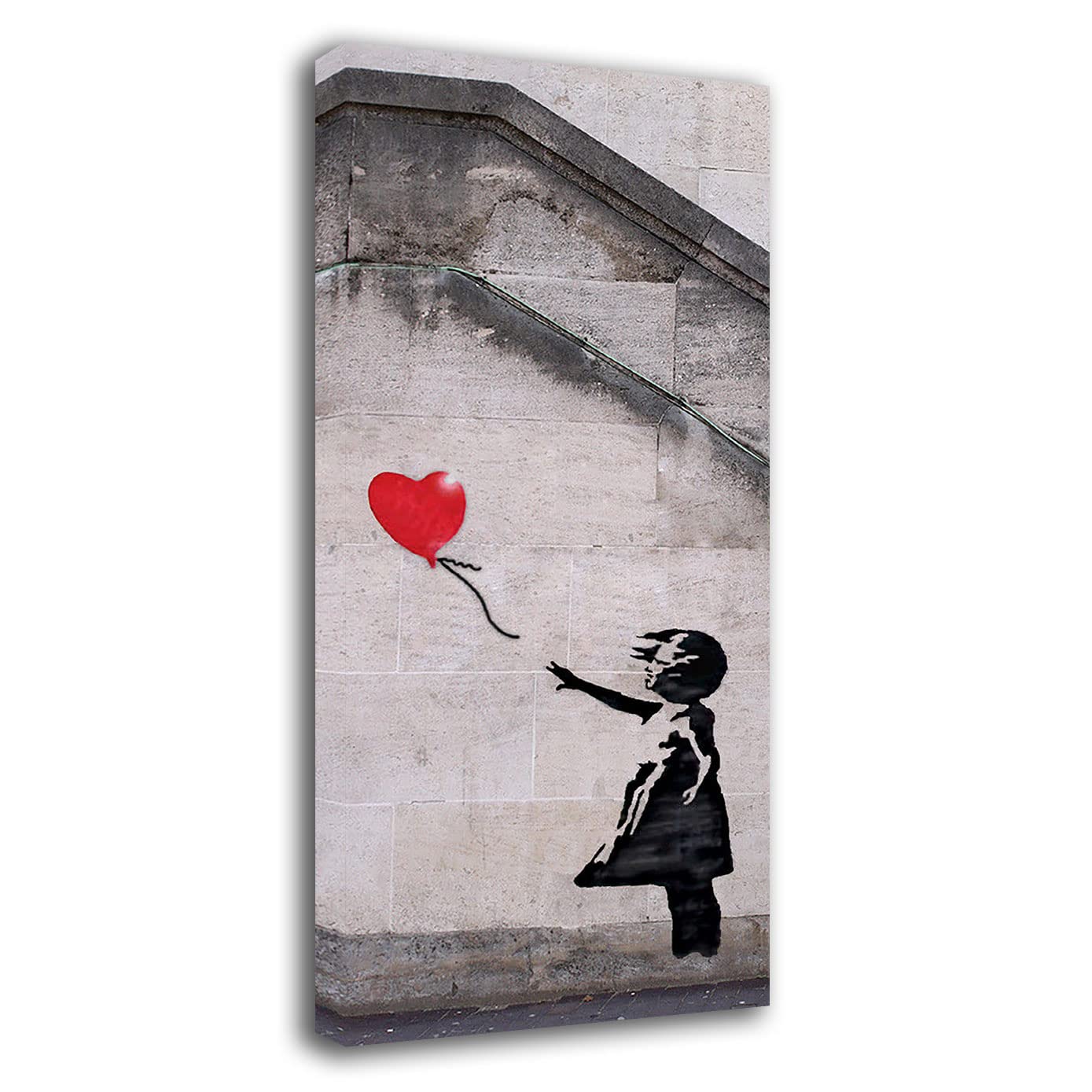 Quadro Moderno Verticale Banksy Bambina Cuore Rosso Quadri moderni da Parete XXL grande Stampa su tela Canvas Decorazione Murale muro Soggiorno Arredo Camera letto Cucina (50x100 cm, Banksy1)
