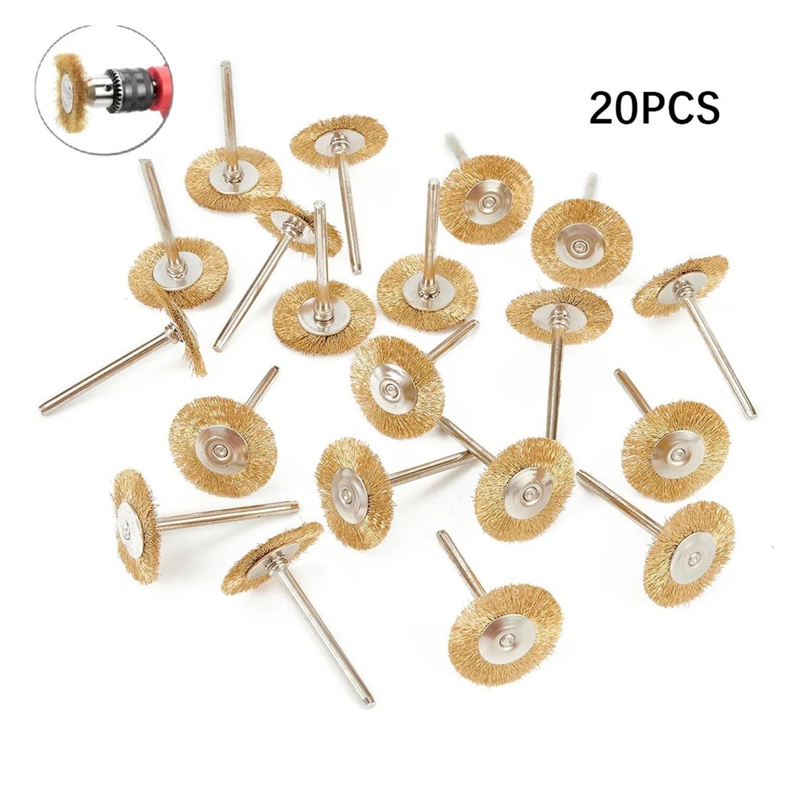 20 sztuk 3.175*25mm drut mosiężny szczotka tarczowa szlifierka narzędzie do polerowania wiertarka akcesoria do szczotek