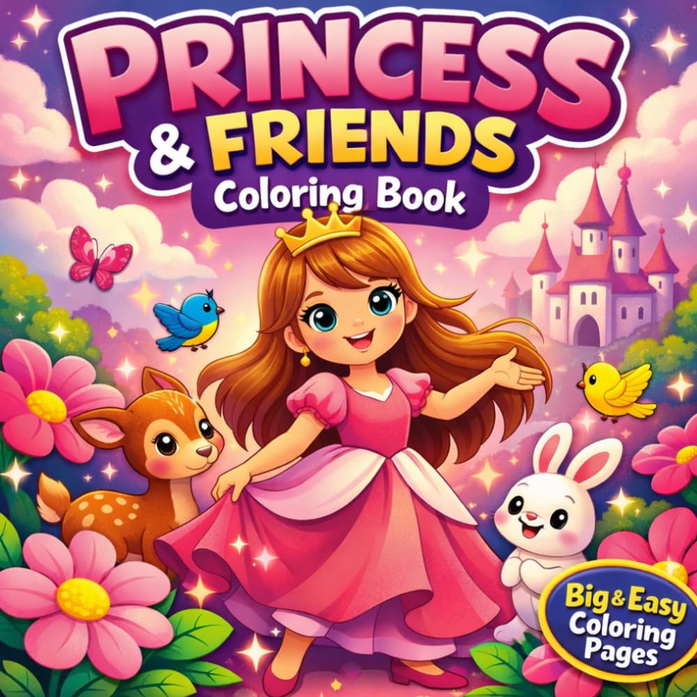 Princess & Friends Coloring Book: Big & Easy Magical Coloring Fun for Kids 3–8