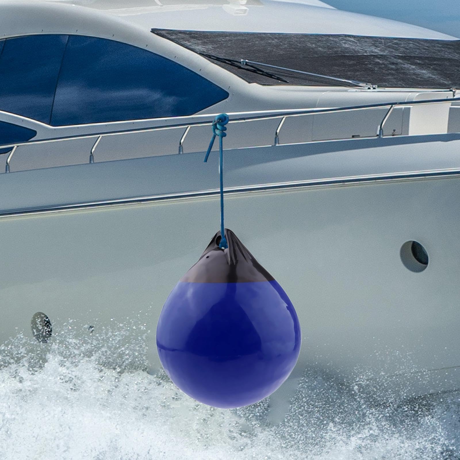 F Fityle Boya Redonda Inflable de PVC, Accesorio Multifuncional con Orificio para Veleros y Barcos de Esquí, Lanchas Rápidas, Boya de Anclaje de 30 x 35cm