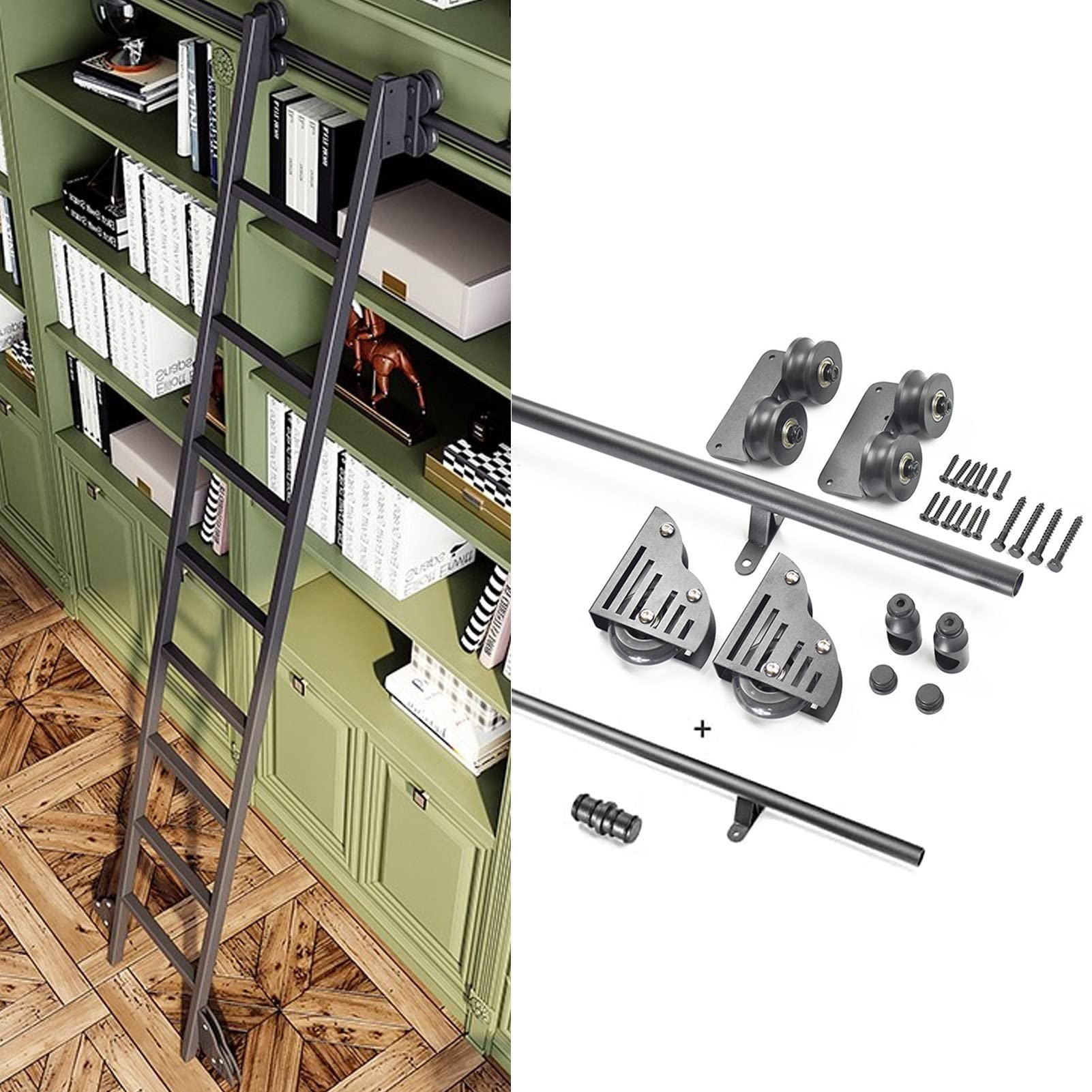 Kit de herrajes de puertas corredizas y riel de escalera móvil de tubo redondo para hogar
