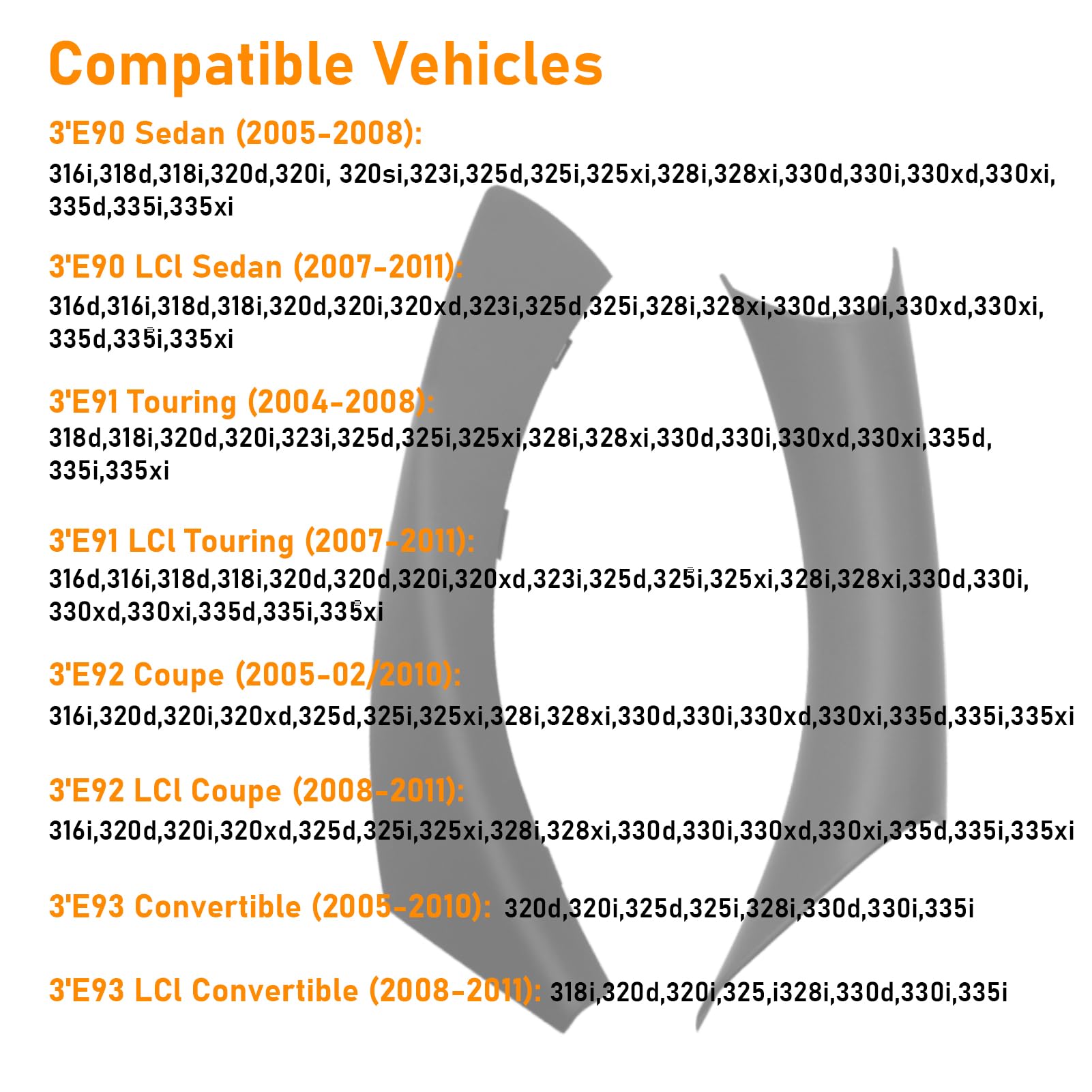 TTCR-II 2PCS Pas de Démontage Compatible avec Poignée de Porte Droit Intérieure BMW Série 3 E90 E91 E92 E93 Poignée de Porte Côté Passager E90 E91 E92 E93 323 325 328 330 2005-2011 Clip Noir-Droit