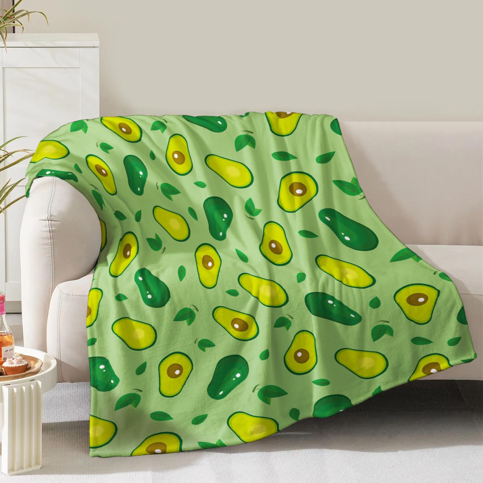 Avocado Blanket Gifts for Women Girls Mom Kids Adults Teen Birthday Christmas Valentine Present Green Avocado Fruit Theme Decor Home Bedroom Living Room Sofa Couch Soft Cozy Plush Fleece Throw 60"x50"