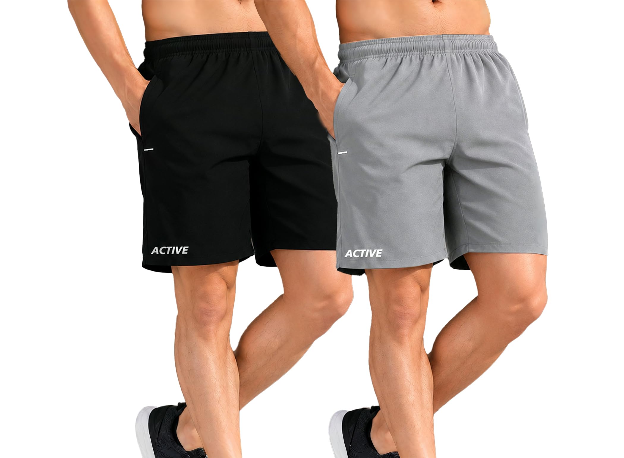 ausk Athletic Sports Shorts for Men with Side Pockets and Elastic Waistband Quick Dry Breathable Lightweight Activewear Combo- Pack of 2-picture-47