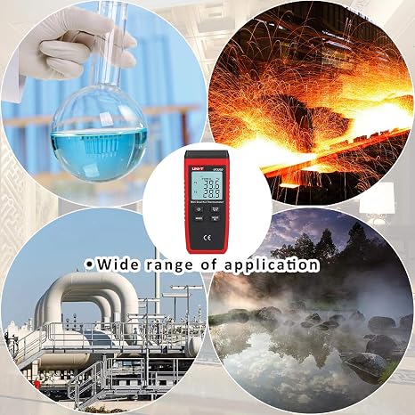 Thermocouple Thermometer, UNI-T K/J Type Thermocouple Dual Channel Mini Contact Probe, Wide Range -58F to 2372F, Digital Temp Gauge for Factories, Labs, HVAC & Home Use UT320D