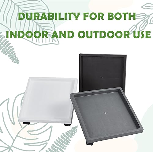Miniatura 7 de NAZKAEN Plato cuadrado de 13 pulgadas con ruedas, soporte de maceta con ruedas resistente para plantas en maceta, bandeja base de rodillo con