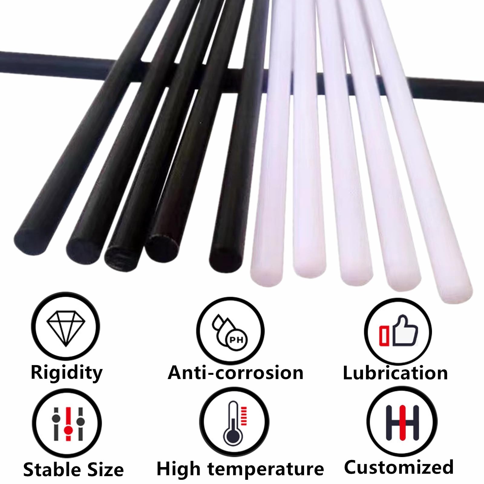 Fiberglass Rod 6-Pack Acetal Copolymer (POM-C) Round Rods – 3/4" Diameter X 10" Length, High-Strength Engineering Plastic 1 Inch Pom Poms - View #8
