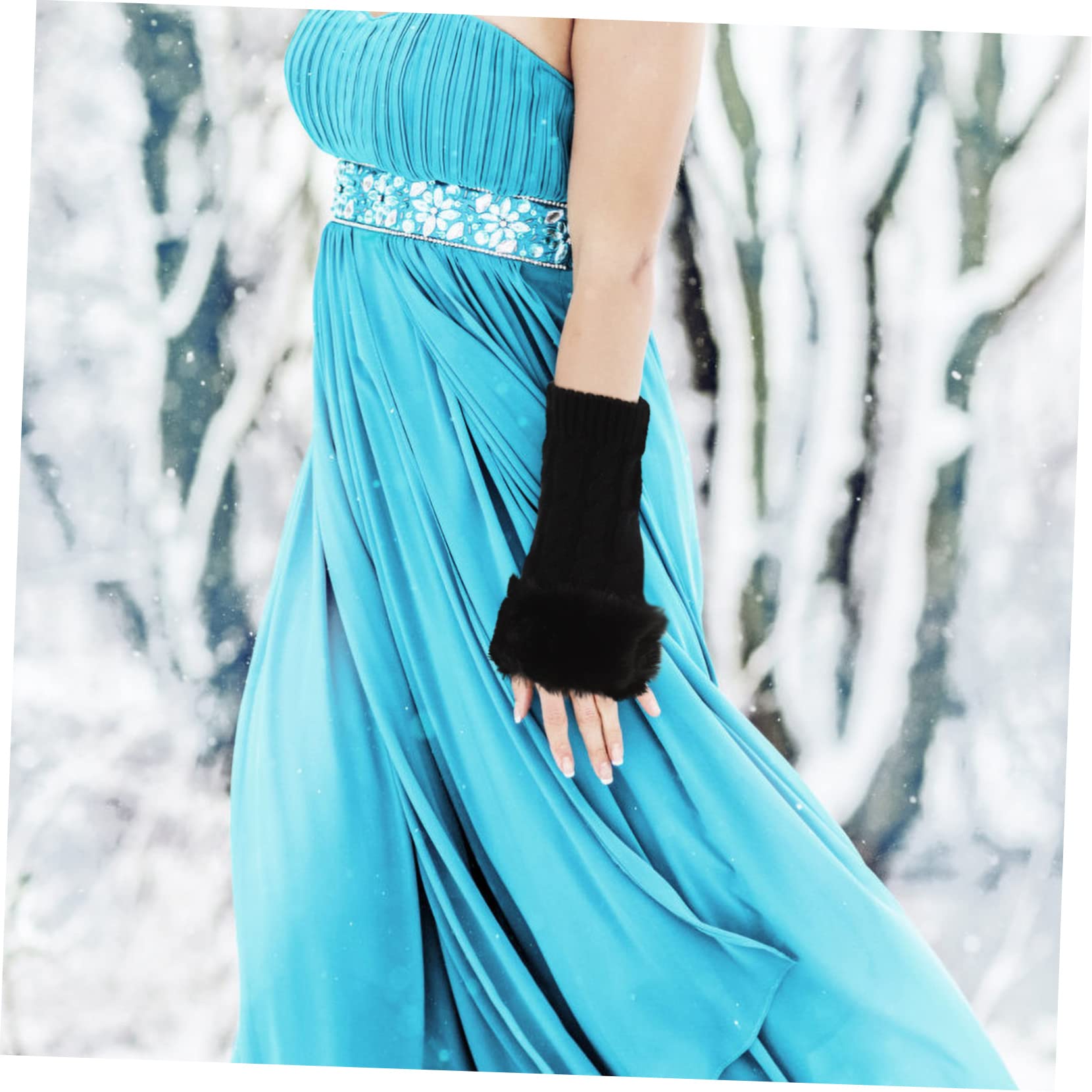 LIFKOME Convenient Arm Sleeves Warm Winter Gloves Knit Open Finger Design for Cold Proof Use