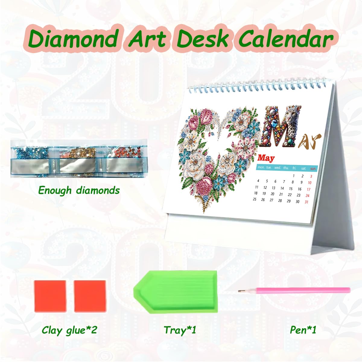 DIY Diamond-Art Painting Desk Calendar 2026, Monthly Flip Standing Calendar S