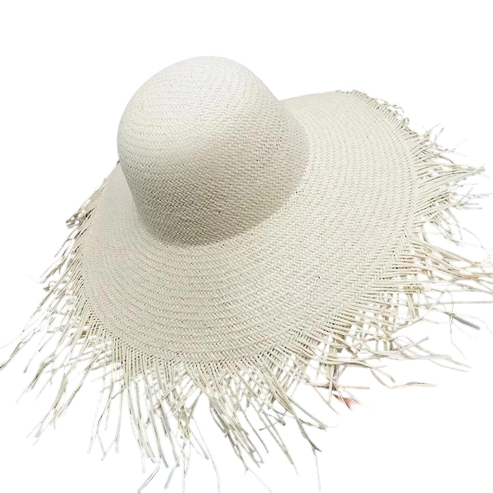 LCUVIMPEX Bucket Hats， Women's Straw Sun Hat Wide Brim Tassel Woven Breathable Lightweight Multicolor 56-58 cm(Beige)