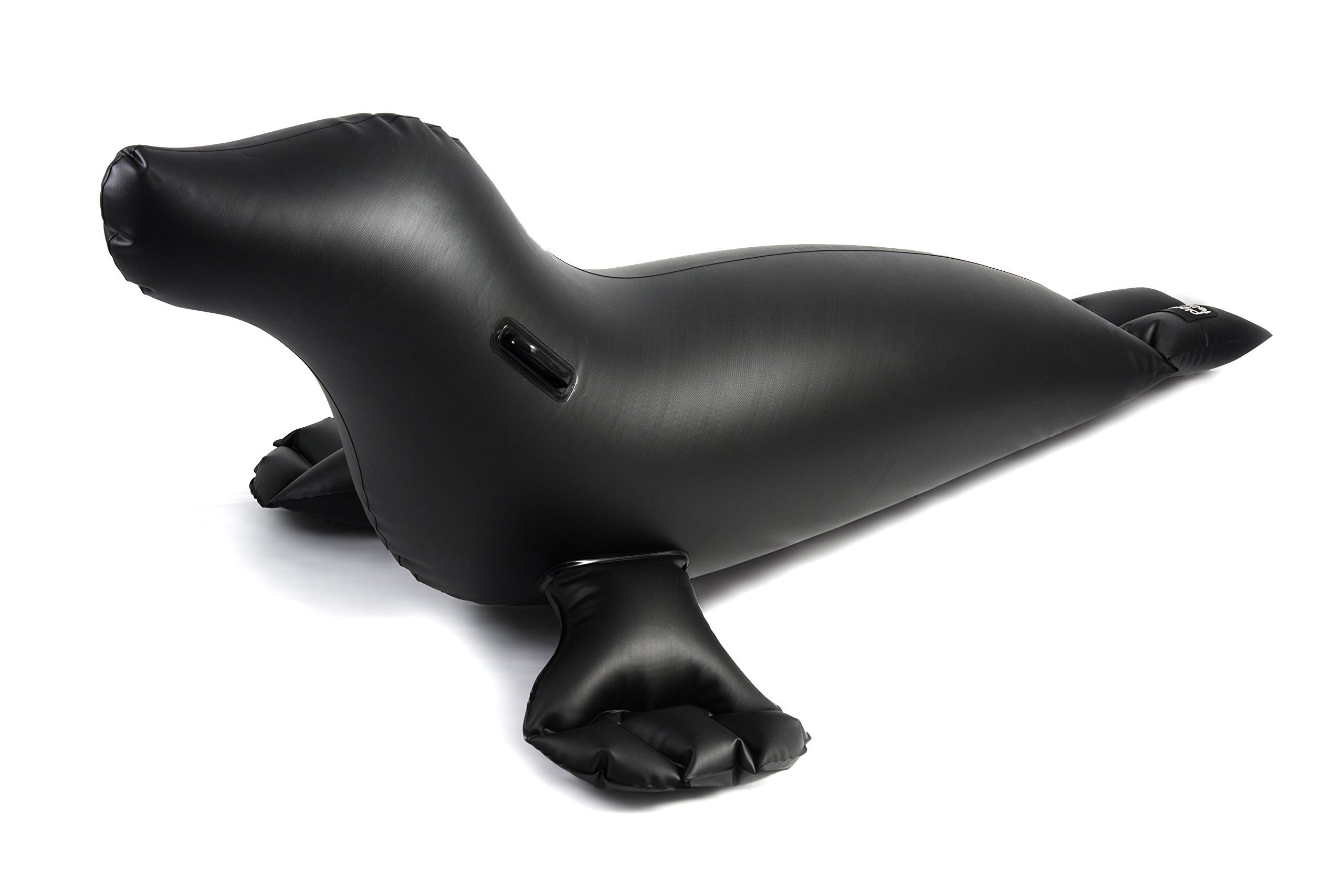 Foca Gonfiabile da Piscina e Mare, Materassino Gigante di Lusso, PVC Premium Ecologico Nero Opaco, Design per Adulti e Bambini (Modello: Black Seal) Lunghezza totale 2mt