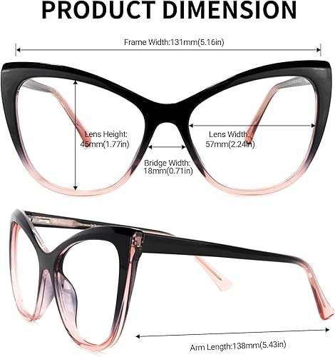 Miniatura 6 de Zeelool Elegantes TR90 - Gafas de gran tamaño con bloqueo de luz azul ojo de gato para computadora y juegos para mujer, Shelby OT414973