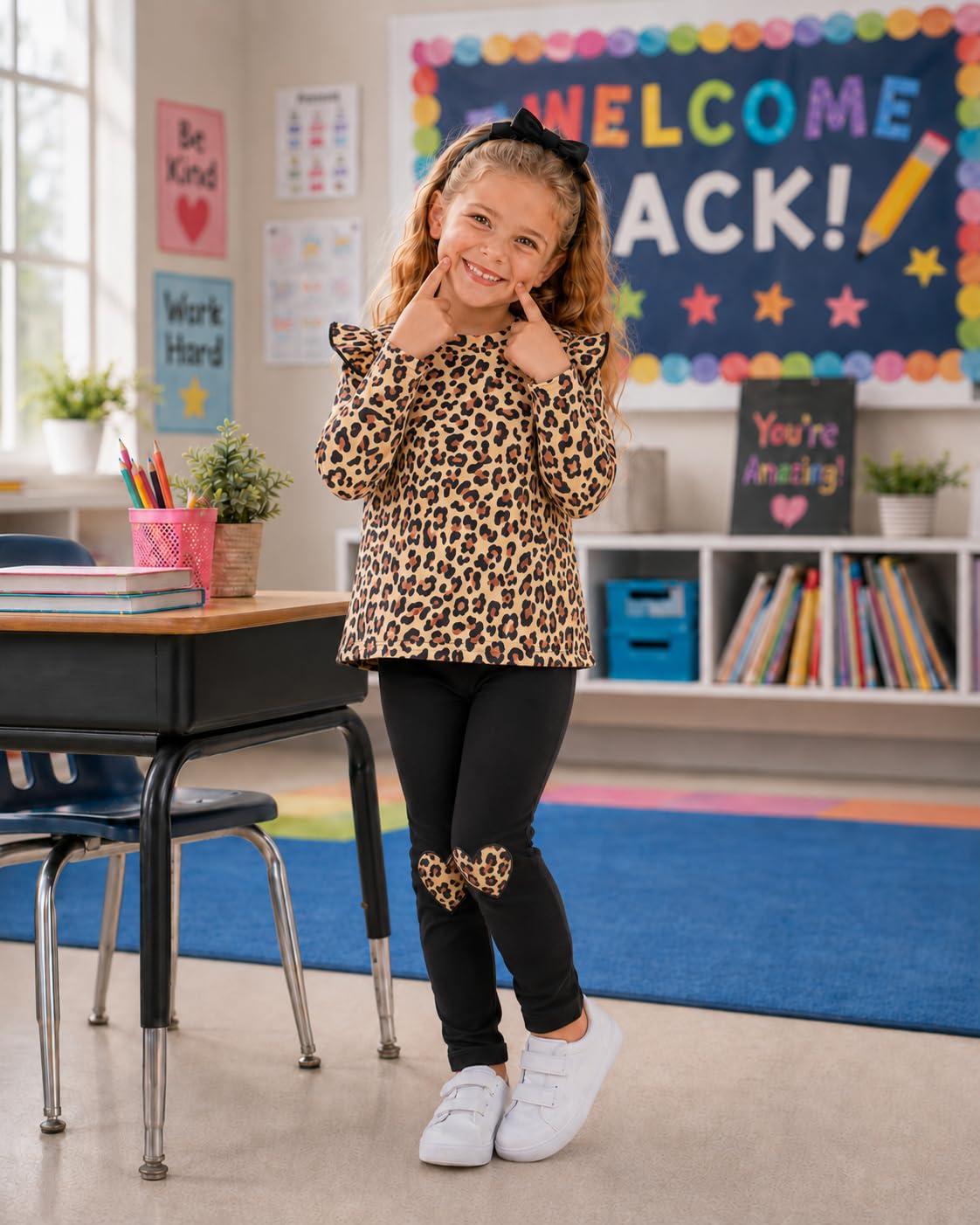 Conjunto de 2 piezas para niñas pequeñas, sudadera de unicornio con mangas con volantes, camiseta y leggings, conjunto de ropa escolar para niños
