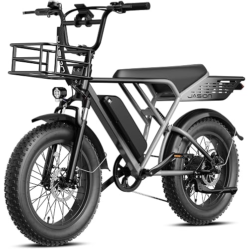 Jasion RetroVolt&Pro Electric Bike for Adults, 2000W/3000W Peak - 30/38MPH Electric Dirt Bike, 48V-52V, 13AH/20AH Battery, 70/90Miles Max Range Electric Motorcycle, 20'' X 4'' Fat Tire All-Terrain