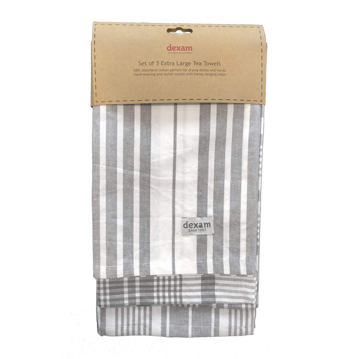Paños de cocina grandes gris pizarra Dexam Love Colour, juego de 3 unidades