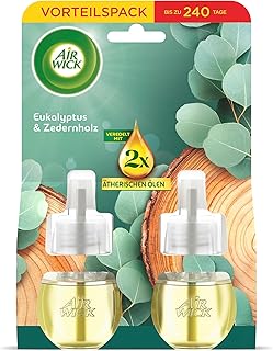 Air Wick Duftstecker Nachfüller – Duft: Eukalyptus & Zedernholz – Holziger Raumduft für die Steckdose – 2x 19ml Duftölflakon-Nachfüller