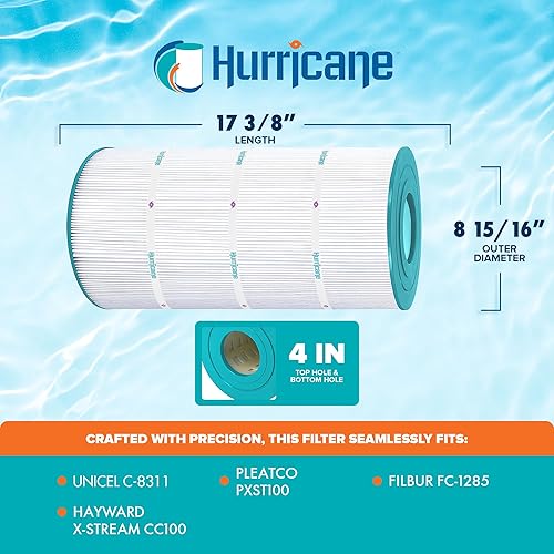 Miniatura 3 de Hurricane Filtros HF8311-01 Cartucho de filtro avanzado Poool - Reemplazo para PXST100, Unicel C-8311, Filbur FC-1285, Hayward X-Stream CC100