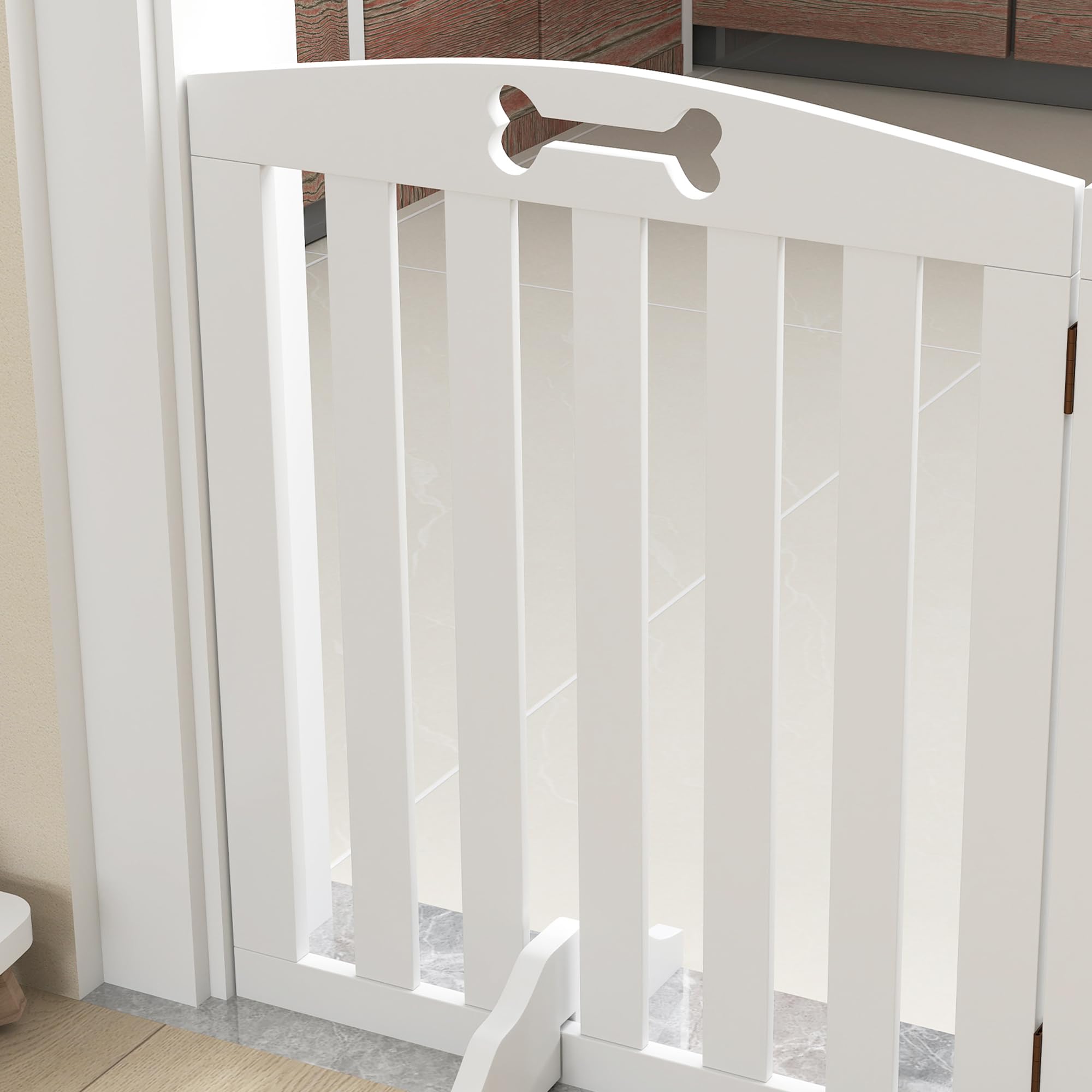 PawHut Barrière de sécurité Chien, barrière Pliable pour Chien, avec Pieds de Support, Pointes antidérapantes, 3 Panneaux, 155 x 30 x 61 cm, Blanc