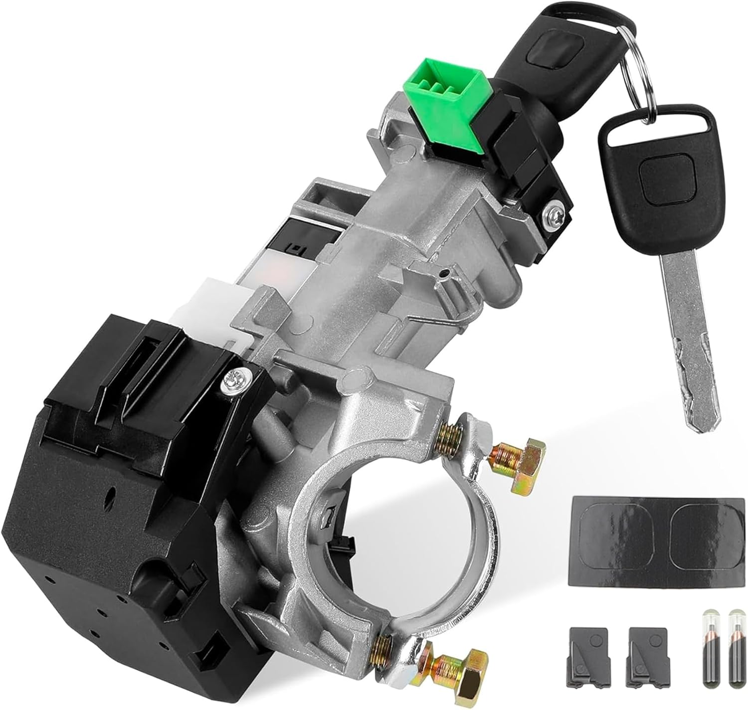 Dasbecan Ignition Switch Lock Cylinder Assembly Housing (with Chip) Compatible with Honda Civic 1.3L 2003-2005, Civic 1.7L 2001-2005 with 2 Keys