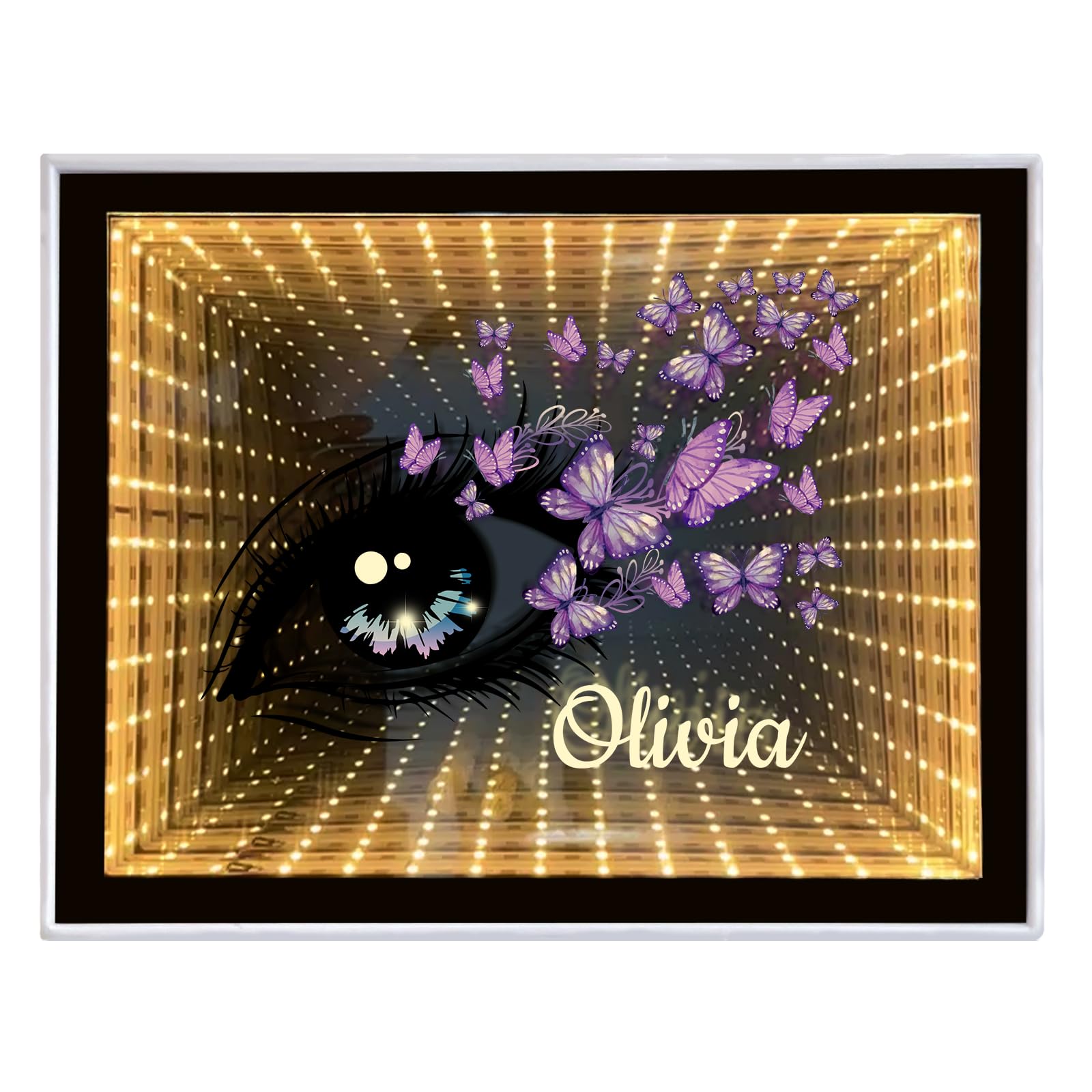 Personalised Infinity Mirror Customized Your Name, Desktop LED Night Light Makeup Mirror 2 in 1, Creative Customized Gifts for Couple, Family, Friends, Home Decoration Bedroom Office Living Room