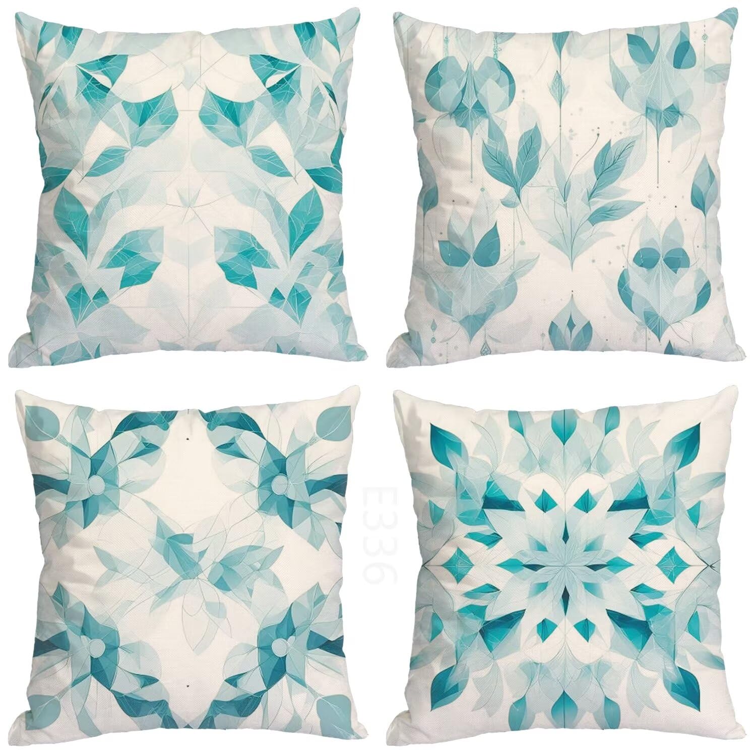 Astratto Federe Cuscini Divano 60x60cm,4 Pack Pianta Estate Esterno Cuscini per Divano,Doppio Lato Quadrato Morbido Cuscini Divano,per Divano Soggiorno Sedia Autunno Dekoration Cuscino,Regali LY-336