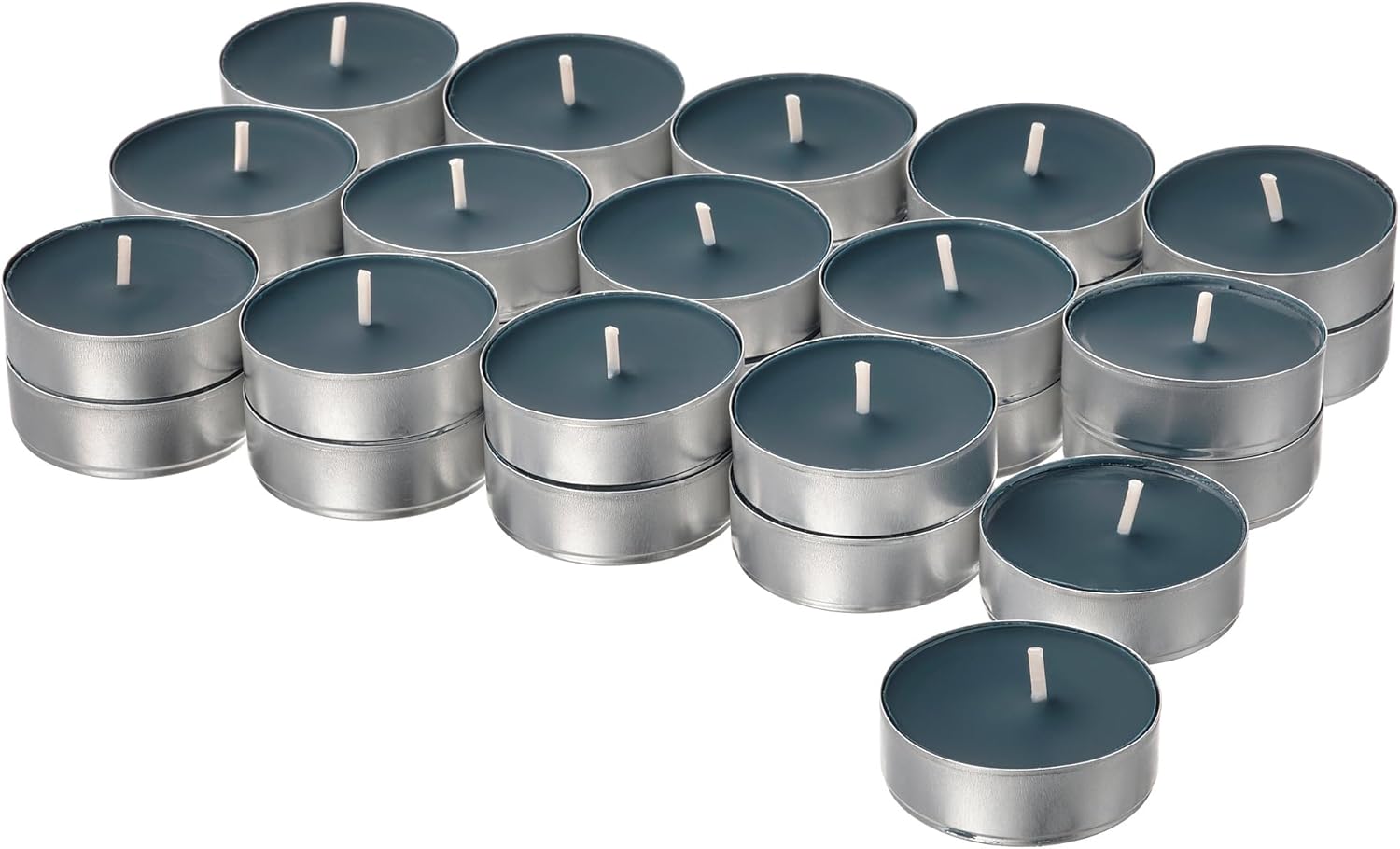 FRUKTSKOG Scented tealight, Vetiver & geranium/black-turquoise, 3.5 hr