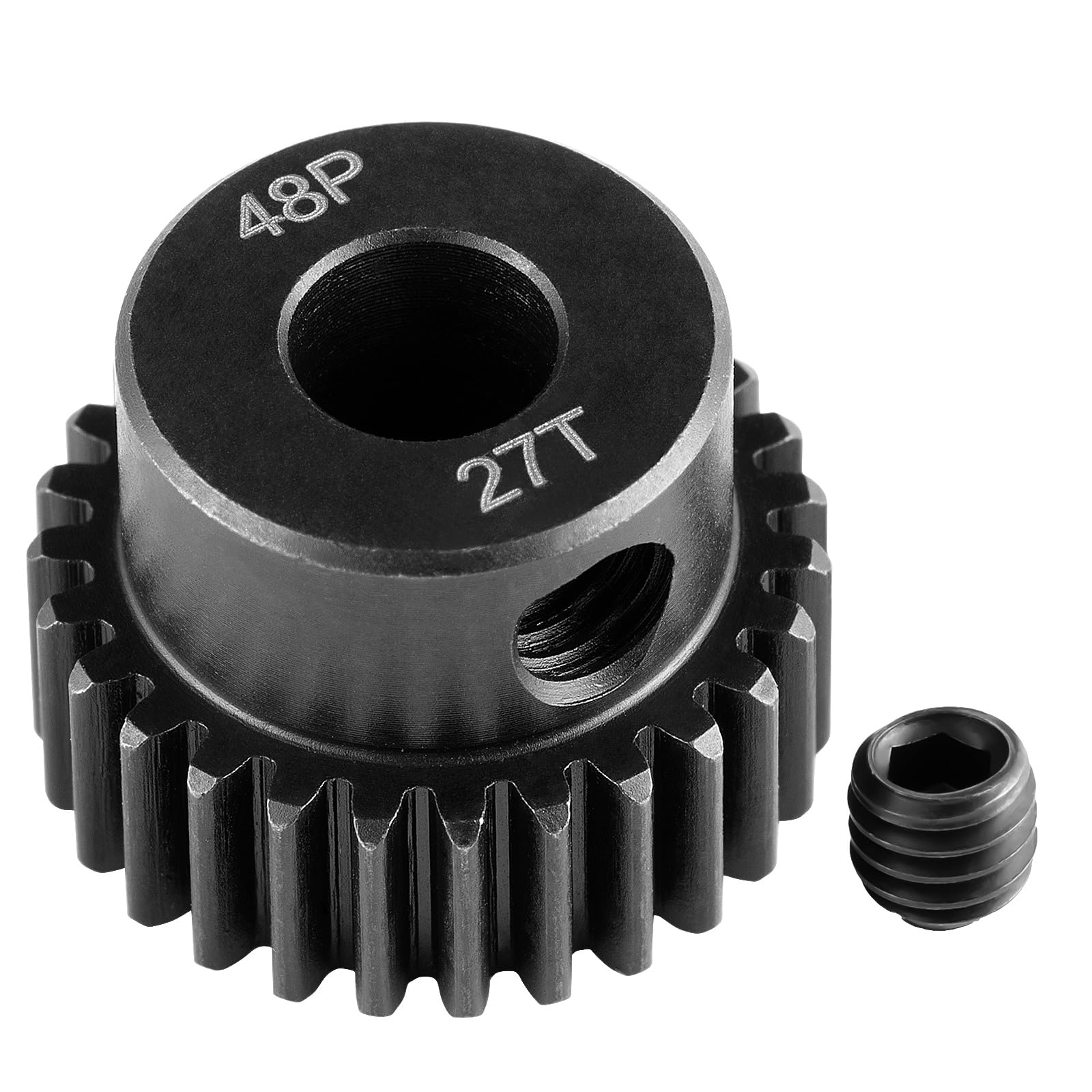 Runup Steel 48P 5 mm Bore Sprocket Motor Gear 17-29T for Arrma HPI Kyosho Losi Axial Tra-xxas Tamiya 1/5 1/6 1/8 1/10 RC Car Monster Truck Buggy (27T)