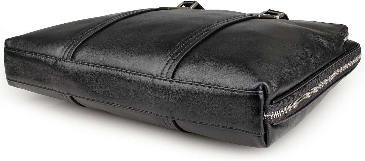 Lowest Price WILD WORLD Leather Laptop Briefcase Shoulder Bag for Men (Black, Medium)