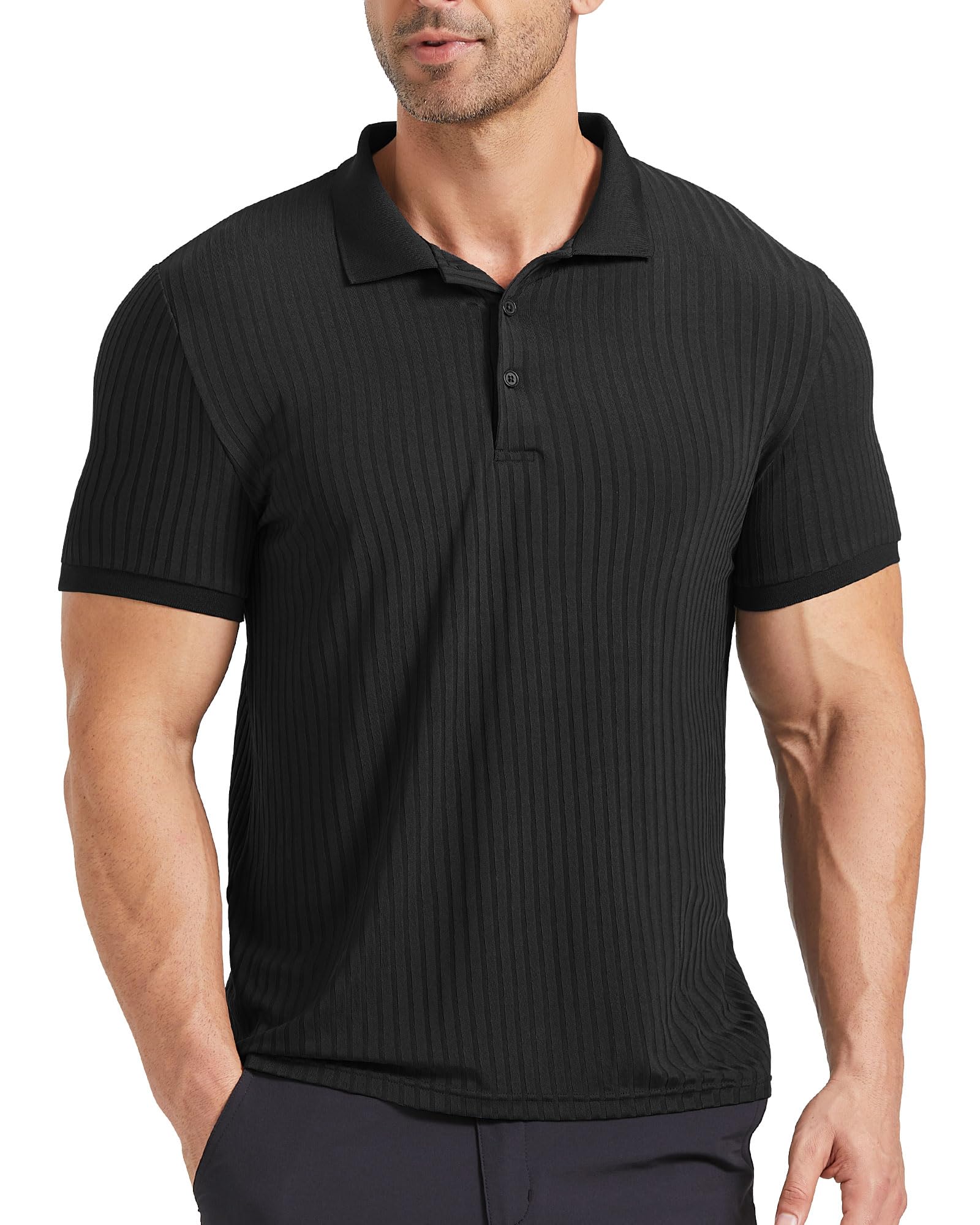 MEETYOOQuarter Zip Pullover Men,Long Sleeve Polo Shirts Golf,1/4 Quick Dry UPF 50+ Sun Protection