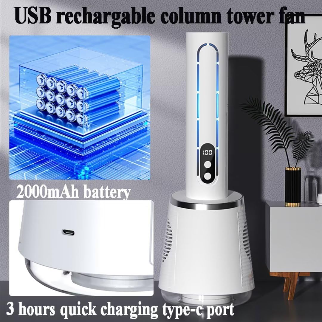 Ventilador Moderno sin Hojas para refrigeración con Hielo, para Oficina, hogar, Mesa, agitación eléctrica, Columna silenciosa, Torre, 5 velocidades de Viento, oscilación de 35°, Ci