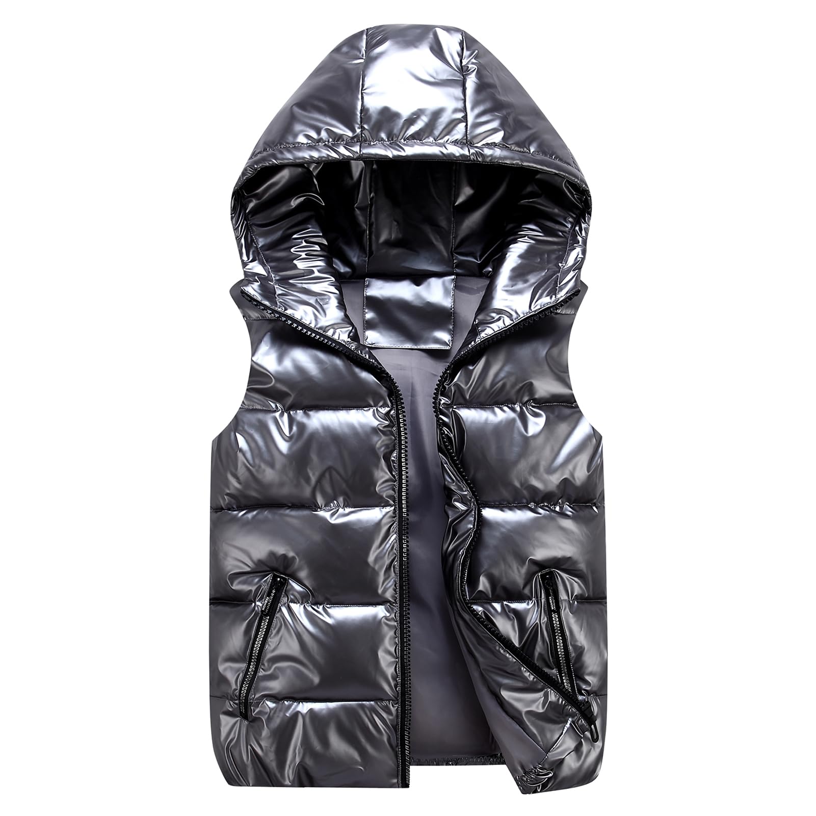 Happy Cherry Kids Winter Vest Hooded Zip Windproof Padded Vest with Pockets