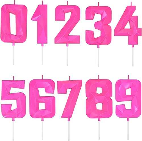 Miniatura 6 de DERVENTA Vela grande de cumpleaños número 3D rosa 3.7 pulgadas, decoración de pastel, 1 pieza (número 3 rosa)