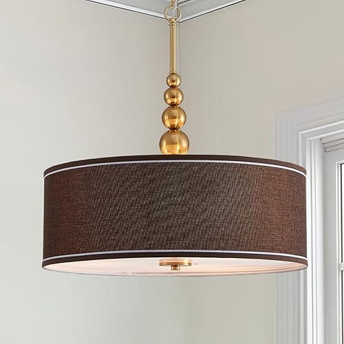 Miniatura 26 de Shrine Candelabros de Tambor de Iluminación, Estilo Moderno, Lámpara Colgante de Tambor para Sala de Estar, D18'' x H6'', Cadenas Ajustables 39.4'',