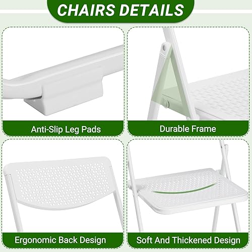 Miniatura 3 de Paquete de 6 sillas plegables de metal con respaldo de plástico, portátiles, duraderas y extra cómodas sillas plegables para eventos en interiores